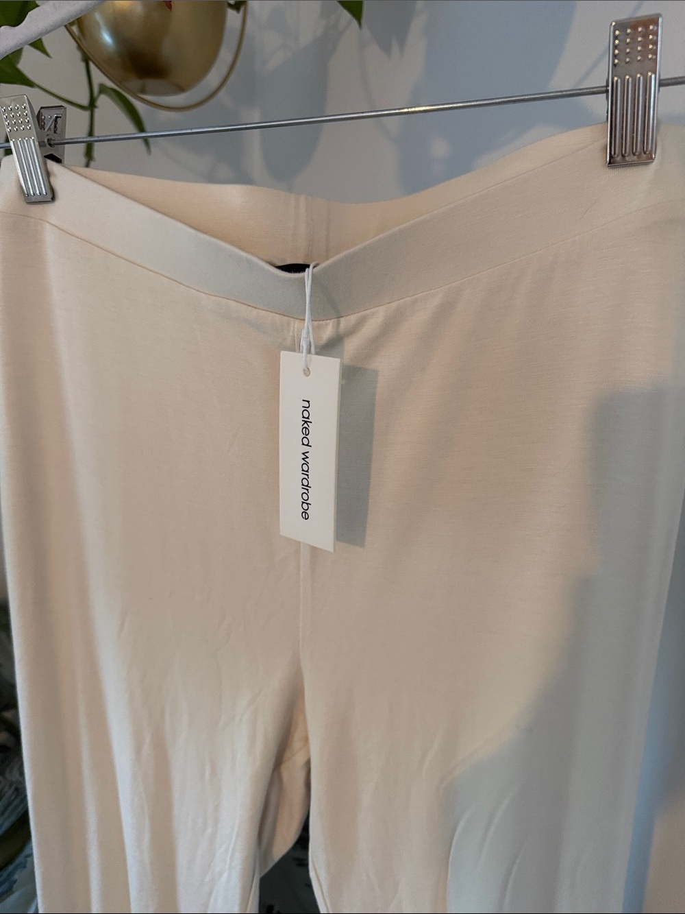 Naked Wardrobe NWT Cream Stretch Straight Leg Pants XL Minimalist $68 - Picture 5 of 8